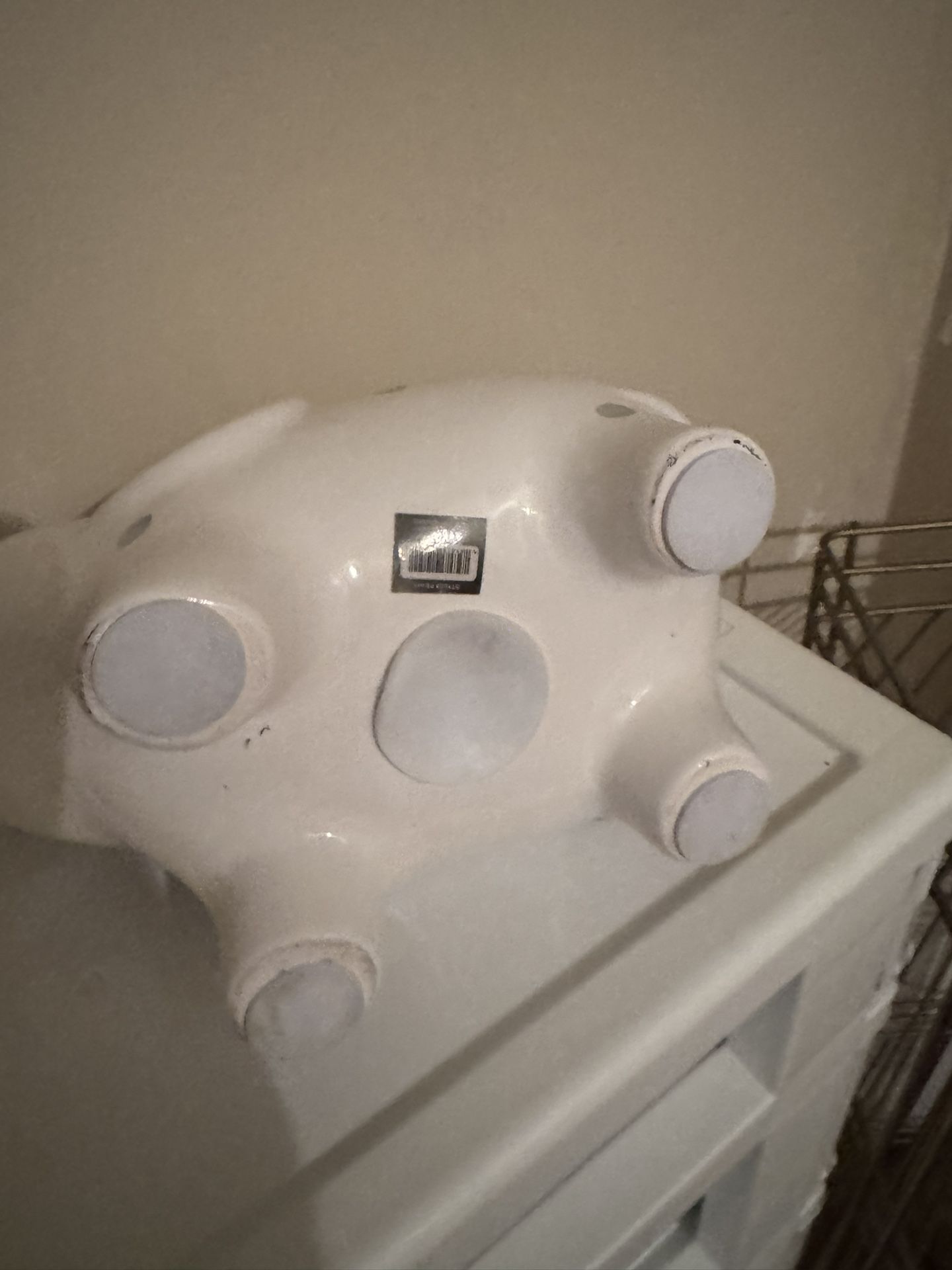 Small white polkadot piggy bank