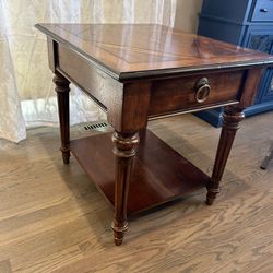 high end wood side table by sherrill occasional