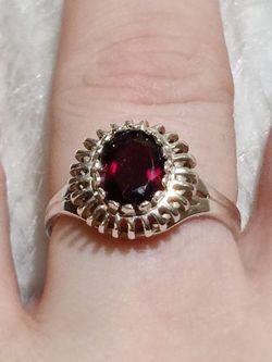Garnet Sterling Silver Ring