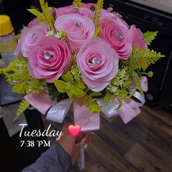 Pink Fake Flower Bouquet