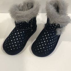 Toddler Girls Boots Size 7 Navy With Silver Stars NWOT 
