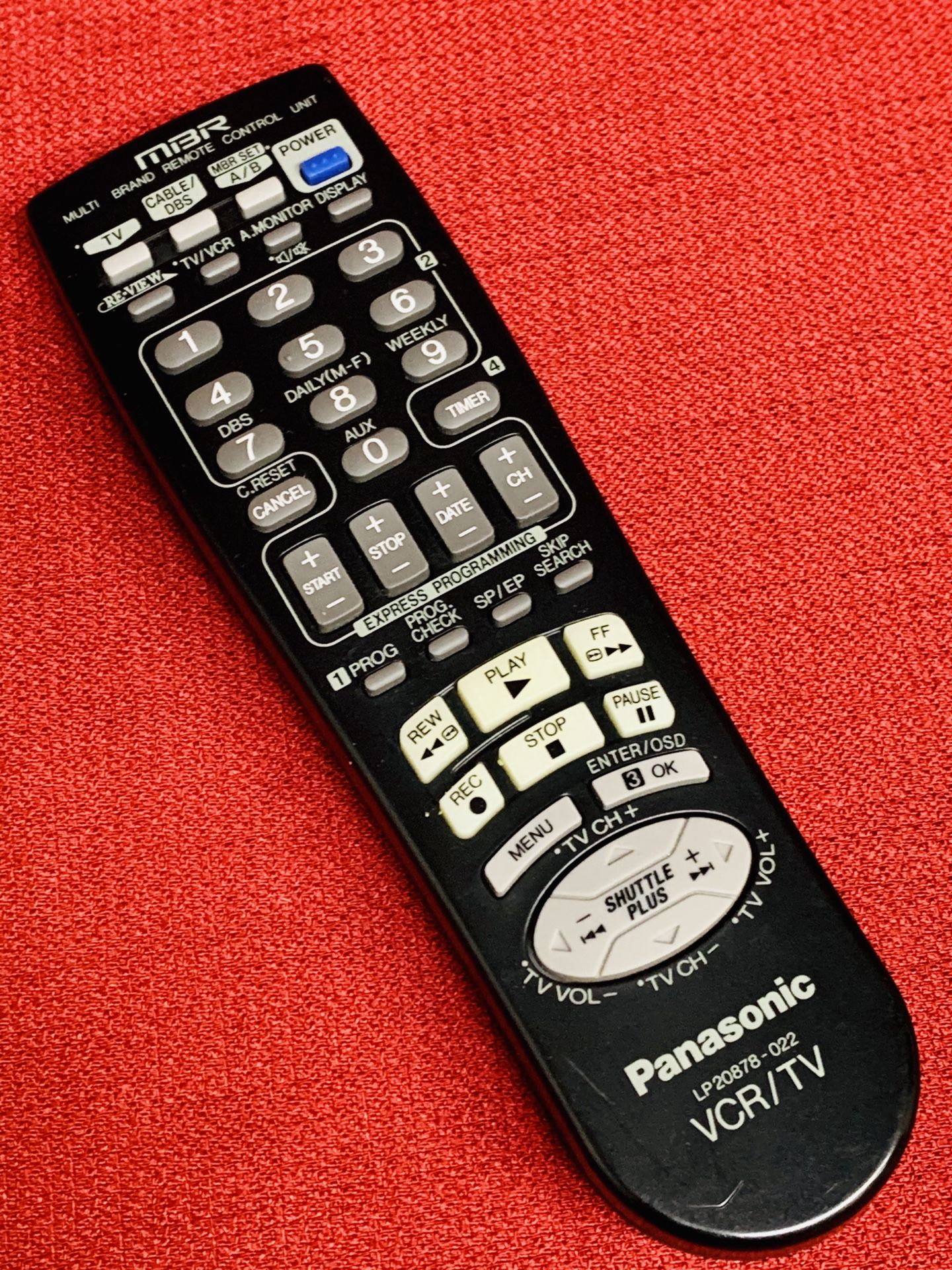Panasonic LP20878-022 MBR TV VCR Remote Control