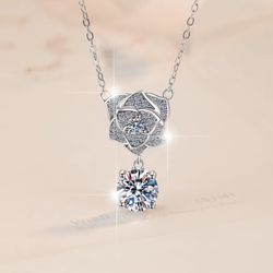 Exquisite Diamond 2Ct VVS1 Moissanite 925 Sterling Silver Pendant Necklace