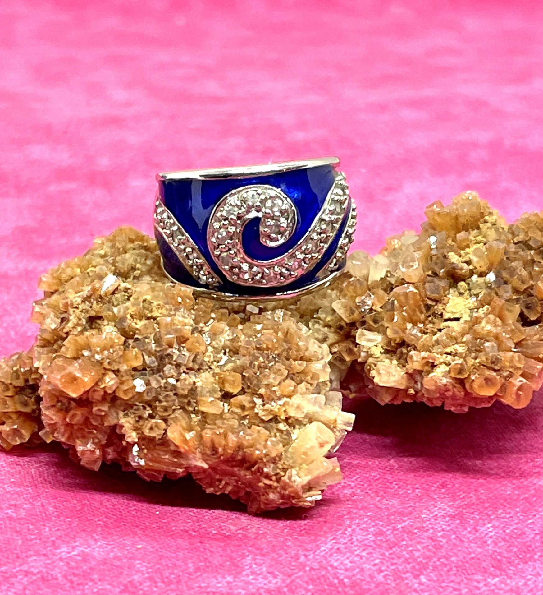 Sterling Silver Blue Enameled Ring