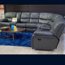 Madrid Gray Leather Reclining Sectional Sofa---$1499---Wow!!!---No Credit Needed Financing Available 