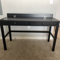Used IKEA HEMNES Desk with 2 Drawers Black-Brown Assembled
