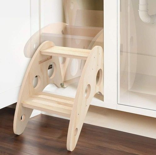 New Hidden Toddler Step Stool, Height-Adjustable Kids 2-Step Stools, Wooden Step Stool for Toddlers for Bathroom Sink & Kitchen, Bathroom