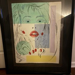 Original Art Woman Vintage 80’s Signed