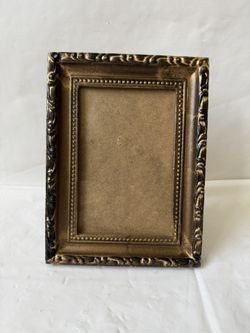 Vintage Resin Gold and Black Picture Frame With an Intricate Decorative Border