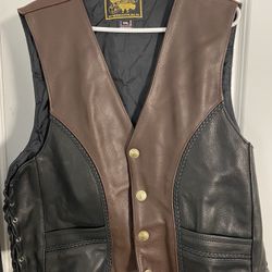 Men's Braided Black-Brown / Genuine Bison Nickel Vest size XXL