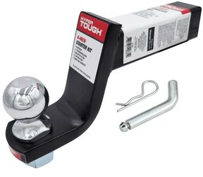 Hyper Tough 4 inch Drop Trailer Hitch Starter Kit, Steel, with 5/8 inch Pin, Class III, Black, 2 inch Ball