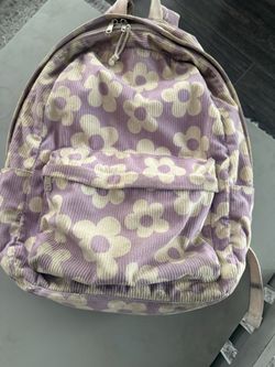 Purple Floral Corduroy Backpack