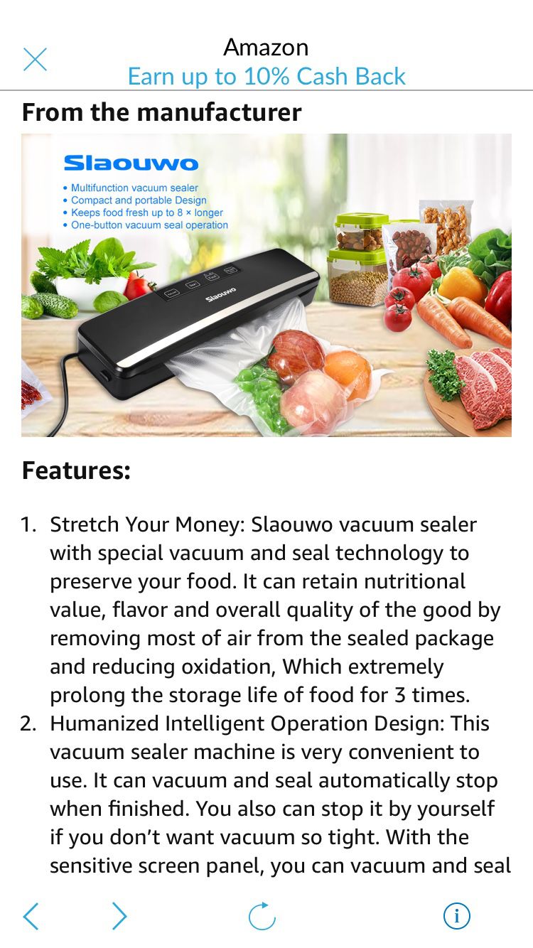 Food vacuum sealer with vacuum bags
