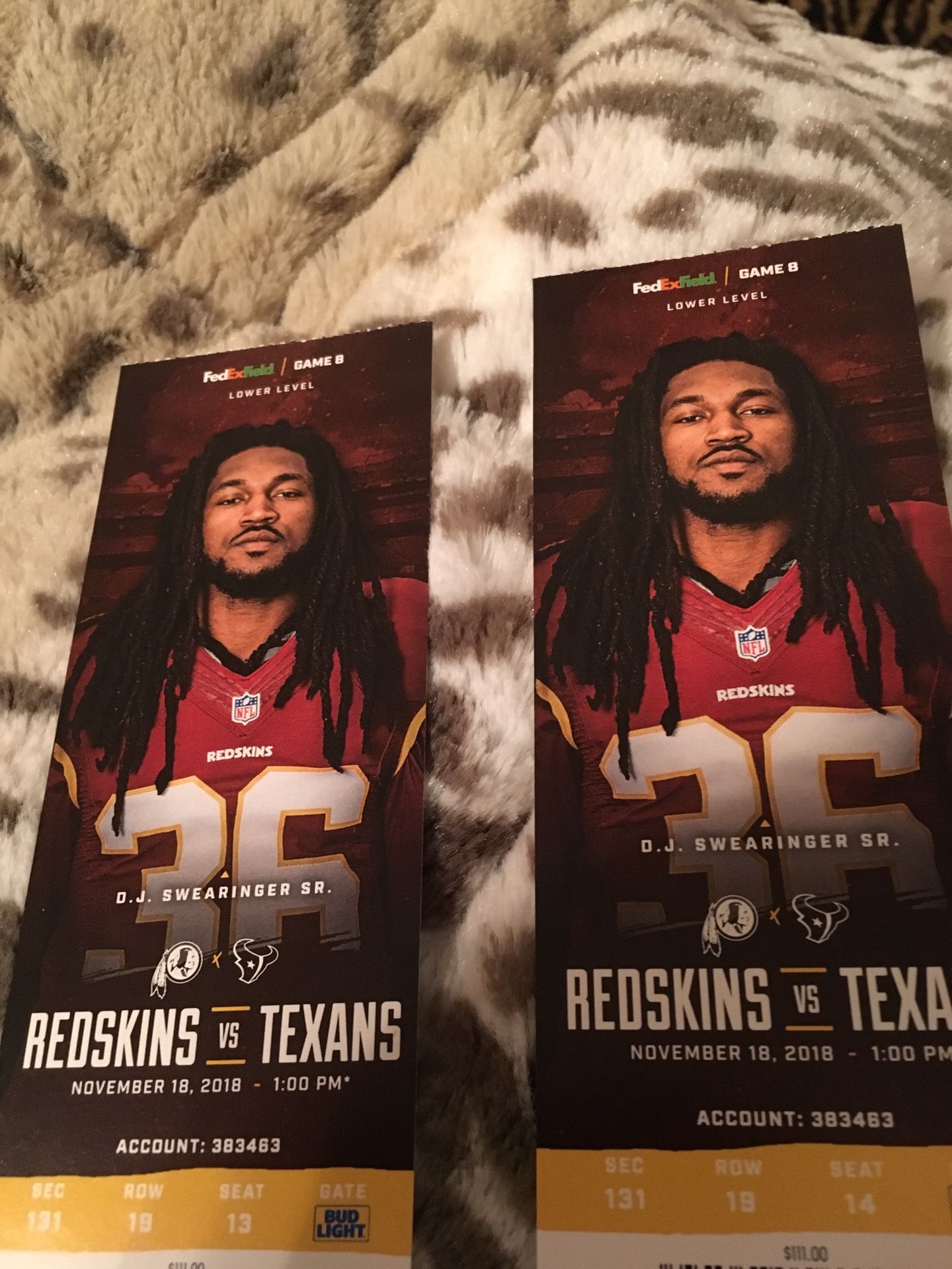 Redskins vs Texans Tickets