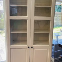 Free IKEA Bookshelf White With Glass Doors