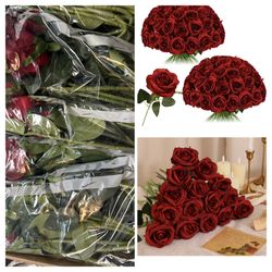  50pcs Artificial Silk Roses Bulk,Fake Roses Flower with Stems Realistic Flowers for Wedding Centerpiece Home Party 