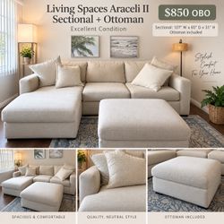 Living Spaces Araceli II Sectional + Ottoman