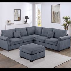 Dark Grey Corduroy Sectional