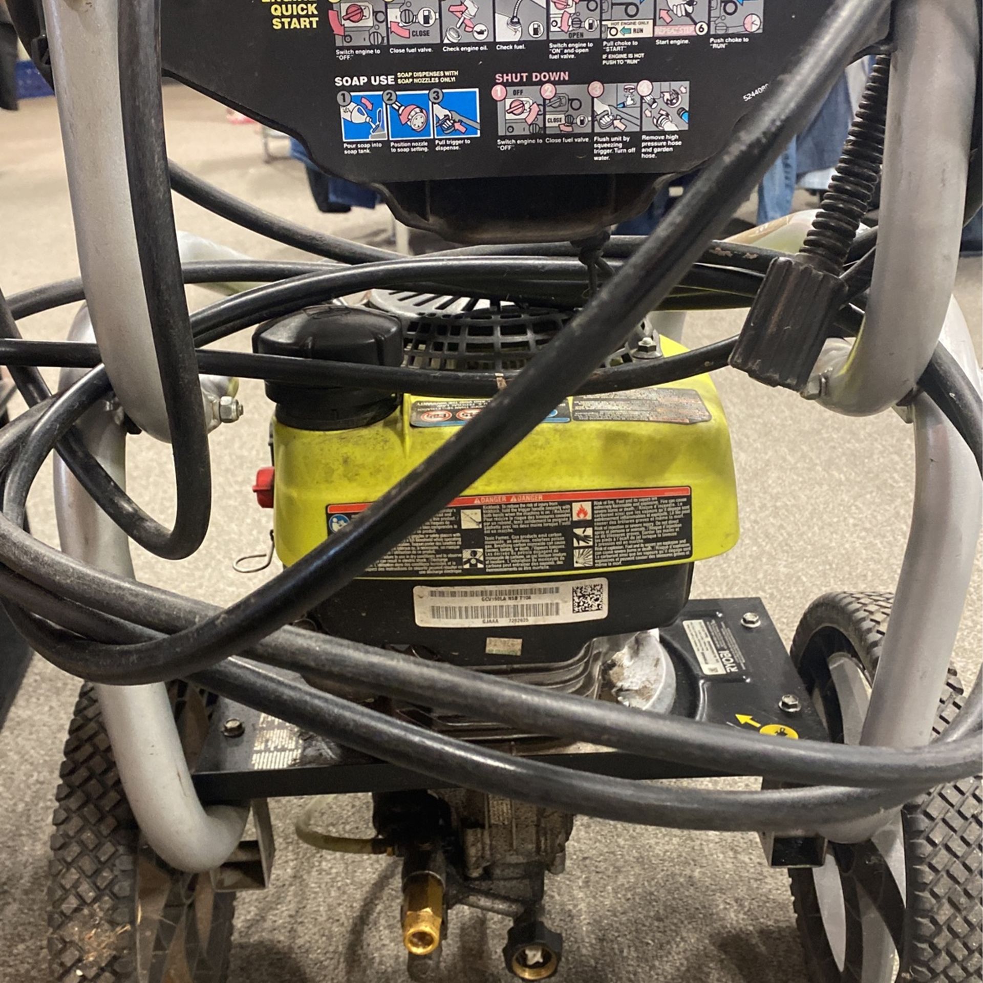 Ryobi gasoline 3100 psi 2 5 gpm power washer w honda gcv 190 motor for