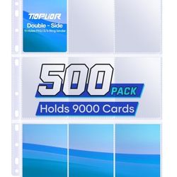 Trading Card Sleeve Pages,9 Pockets Double Sided Binder Sheets for 3 Ring Binder,Hold 1800 Cards Fit for MTG,TCG,Baseball,Sports Standard Cards (500)