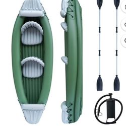 2 Person Inflatable Kayak for Adults with Aluminum Oars Bag Carry Patch Air Pump