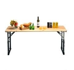 66.5" Outdoor Folding Wood Picnic Table Height Adjustable Metal Frame