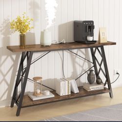 SOOWERY Console Table with Charging Station, 55''