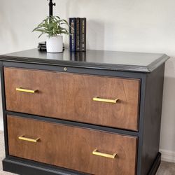 Refinished! Solid Wood 2-Drawer Lateral FILE CABINET, Storage Credenza