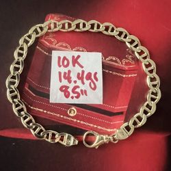 10K Solid Gold Bracelet For Wedding 14.4Gr 8.5 Inches Long 