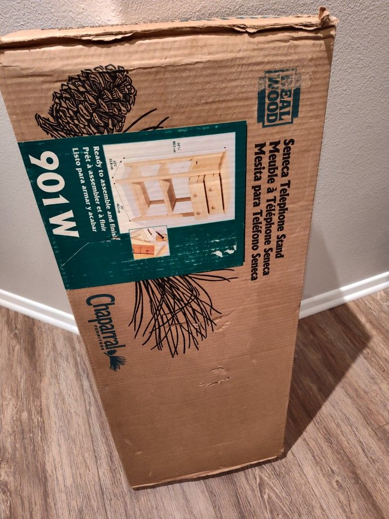 Seneca Telephone Or End Table Solid Pine Stand With Drawers And Shelf.