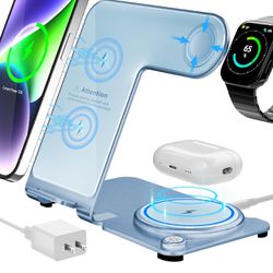 Wireless Charging Station 3 in 1 Fast Wireless Charger Stand for iPhone