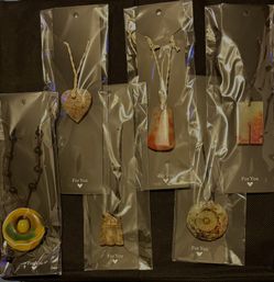 Hand Made Adjustable Corded Necklaces With Stone Pendant Lot Of 6 (pkg 7)