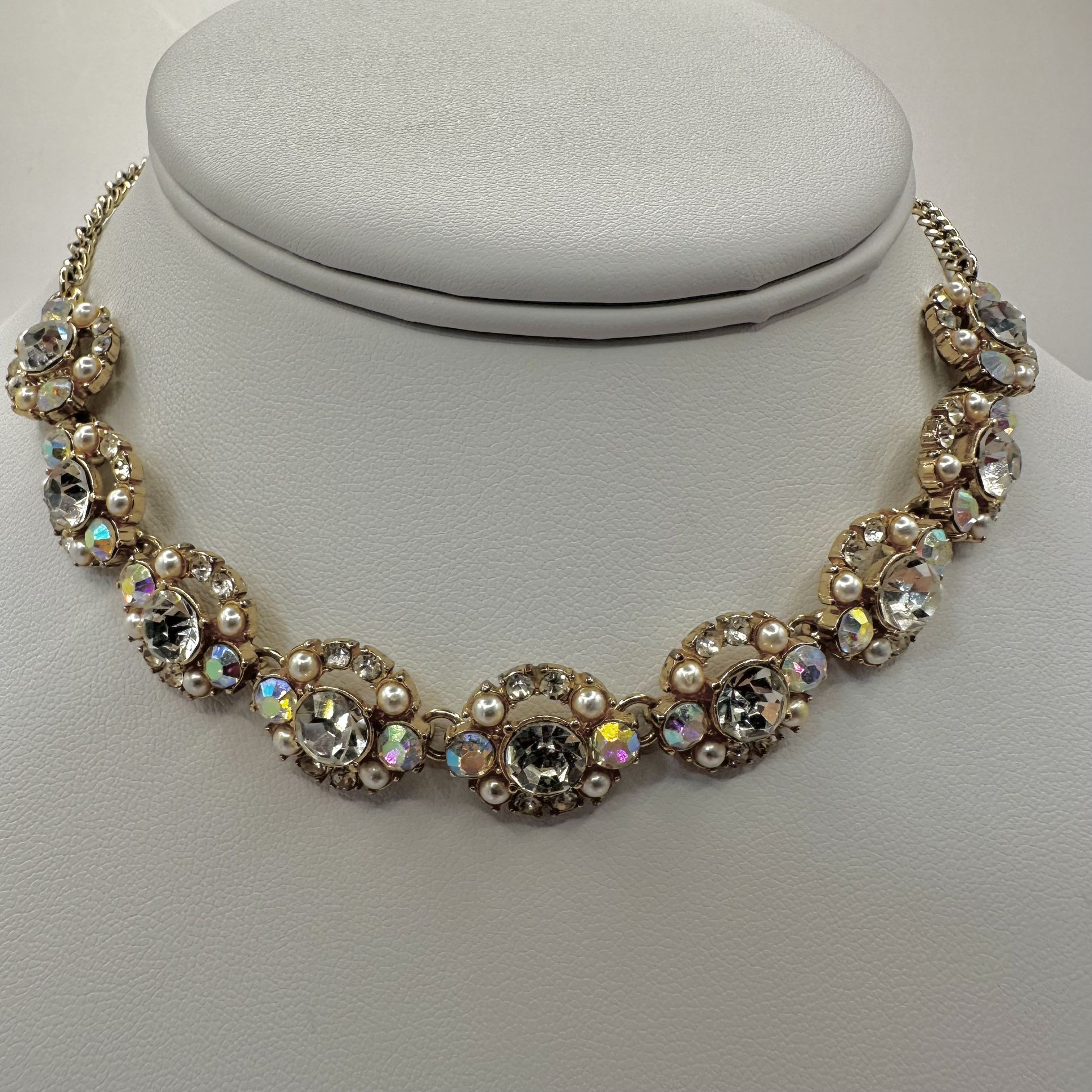 Rhinestone And Faux Pearl Choker  Necklace 