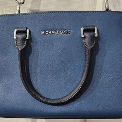 Michael Kors Color Block Denim Blue saffiano Leather Bag