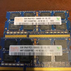 2x2GB laptop memory PC3-10600 $5 each