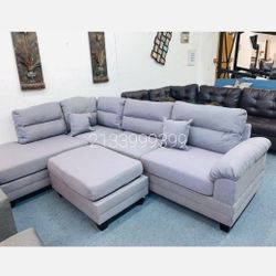 Gray Reversible Sectional Sofa With Ottoman New 