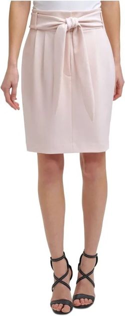 DKNY Womens Pink Stretch Zippered Pocketed Tie Front Short Evening Pencil Skirt -2P