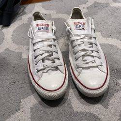 All White Used Converse Size 9 In Men’s