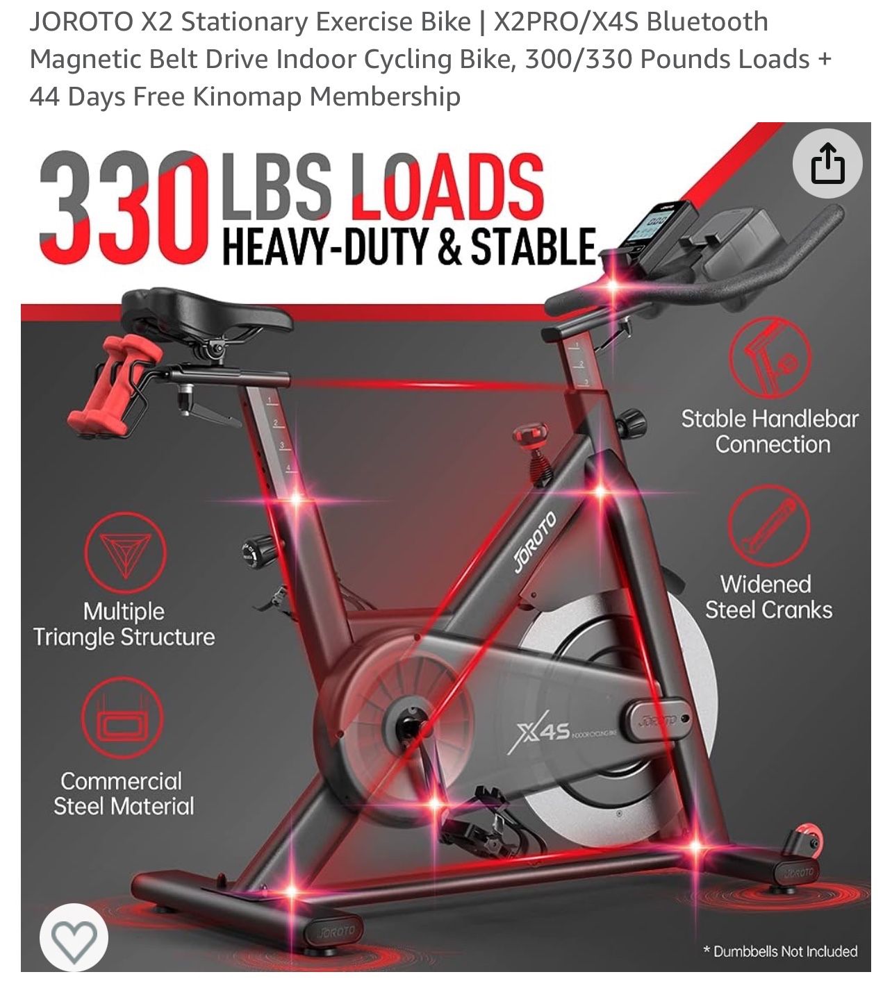 Brand New,Joroto X4S Bluetooth Magnetic Belt Drive Indoor Cycling Bike