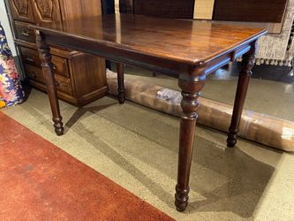 Tall Dark Brown Turned Leg Dining Table