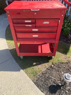 5 drawer, red toolbox with key lock
