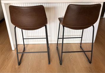 Brown Leather Bar Stools For Sale!