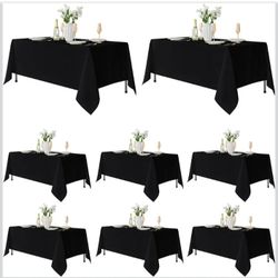 Black Tablecloths for 6 Foot Rectangle Tables, 8 Pack - Washable Polyester Fabric Table Cloth