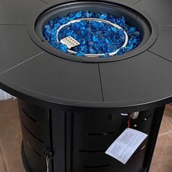 NEW & ASSEMBLED 30” Propane Fire Pit Table / Tabletop Fireplace with Lid & Cover