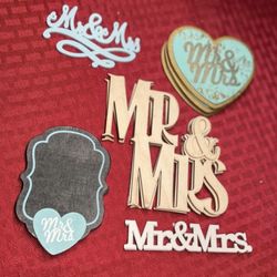 12 NEW Mr. & Mrs. Wooden Cutouts Wedding Crafts DIY Projects Various Styles NWT 