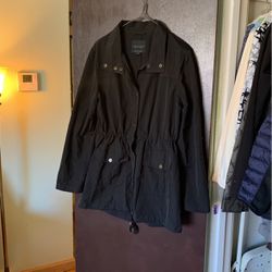 Sanctuary Lightweight Rolled Sleeves Black Rain Jacket  Medium