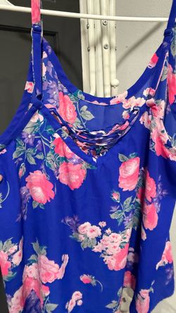 Blue Floral Spaghetti Strap Top