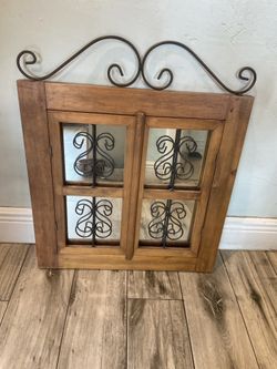 Beautiful Hardwood Mirror- Cast Iron Accents 🙌