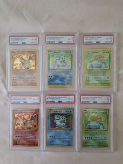 Pokemon - Japanese 1996, English 1999 pokemon Big 3 Base Set Charizard, Blastoise, Venasaur.  PSA Graded