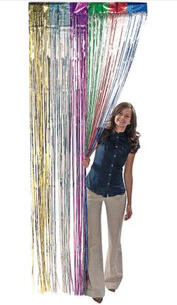 Fun Express Metallic Rainbow Fringe Curtains for Party (1 Piece) Party Decor - Door Decor - Door Borders & Curtains